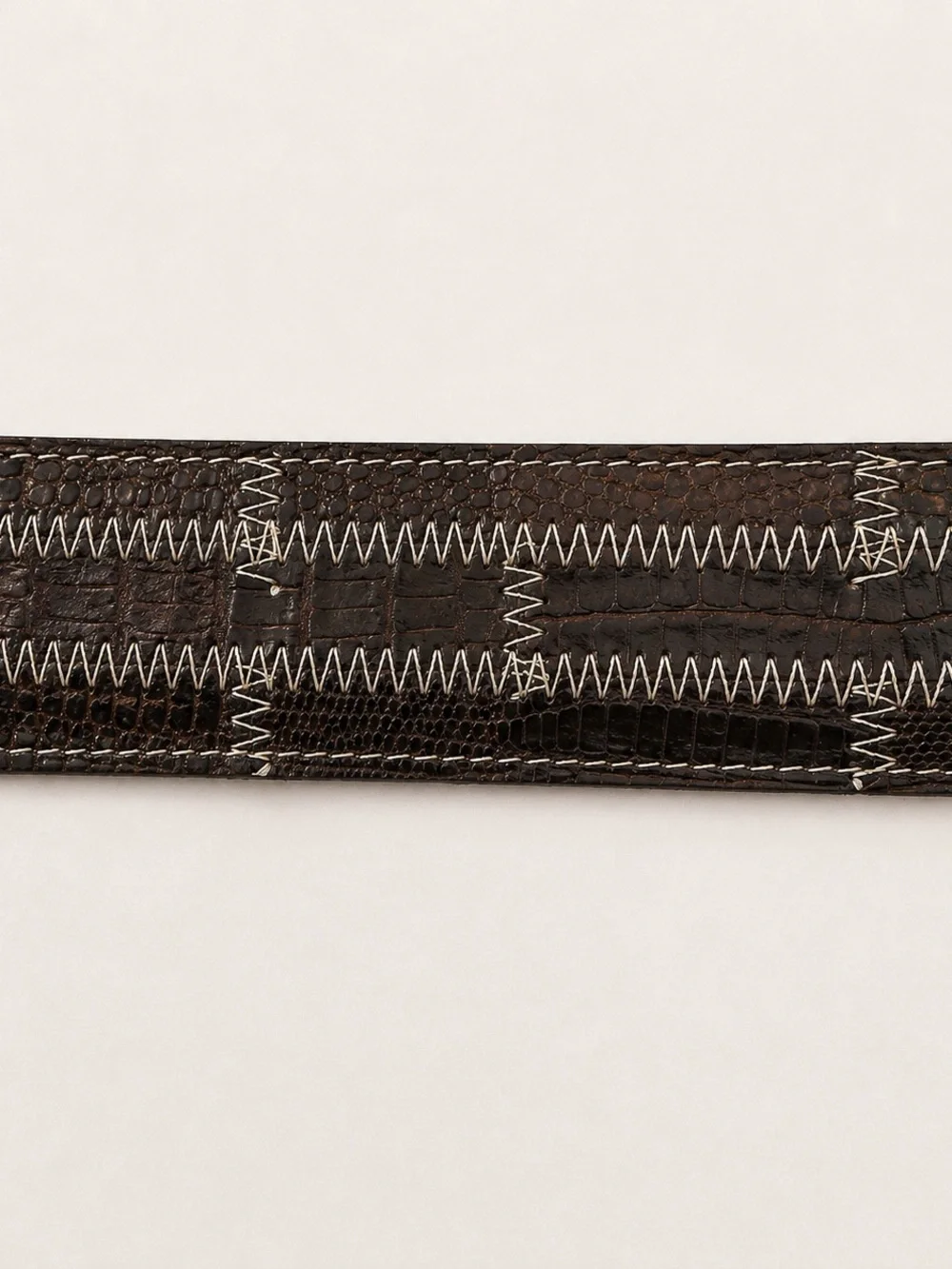 Tony Lama Genuine Lizard Leather Belt Brown Exotic Patchwork Western USA Size 40